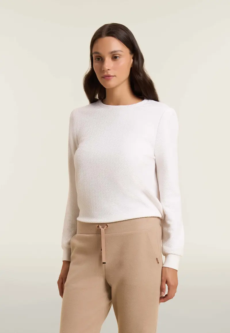 Pantaloni donna effetto tricot con polsini