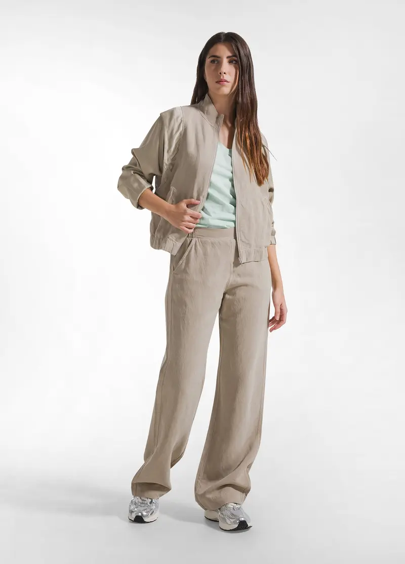 PANTALONI DRITTI IN LINO FIAMMATO BEIGE