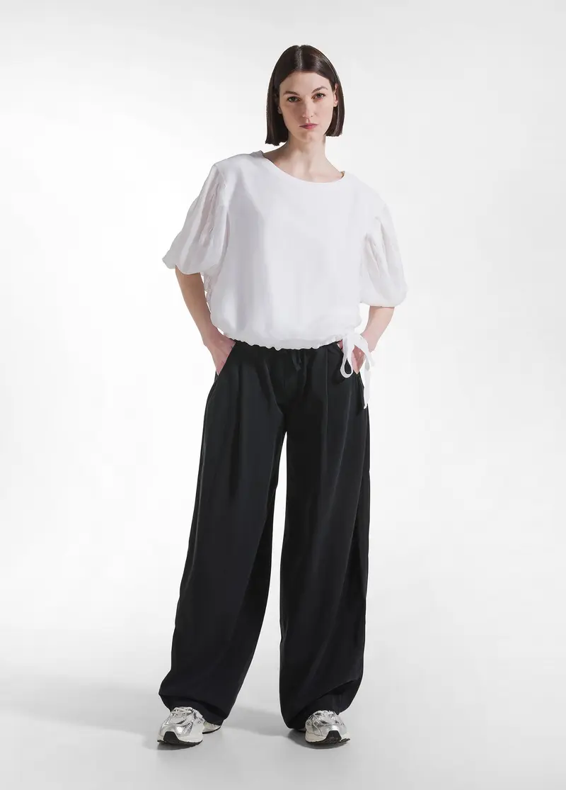 PANTALONI DRITTI IN TWILL DI LYOCELL NERO