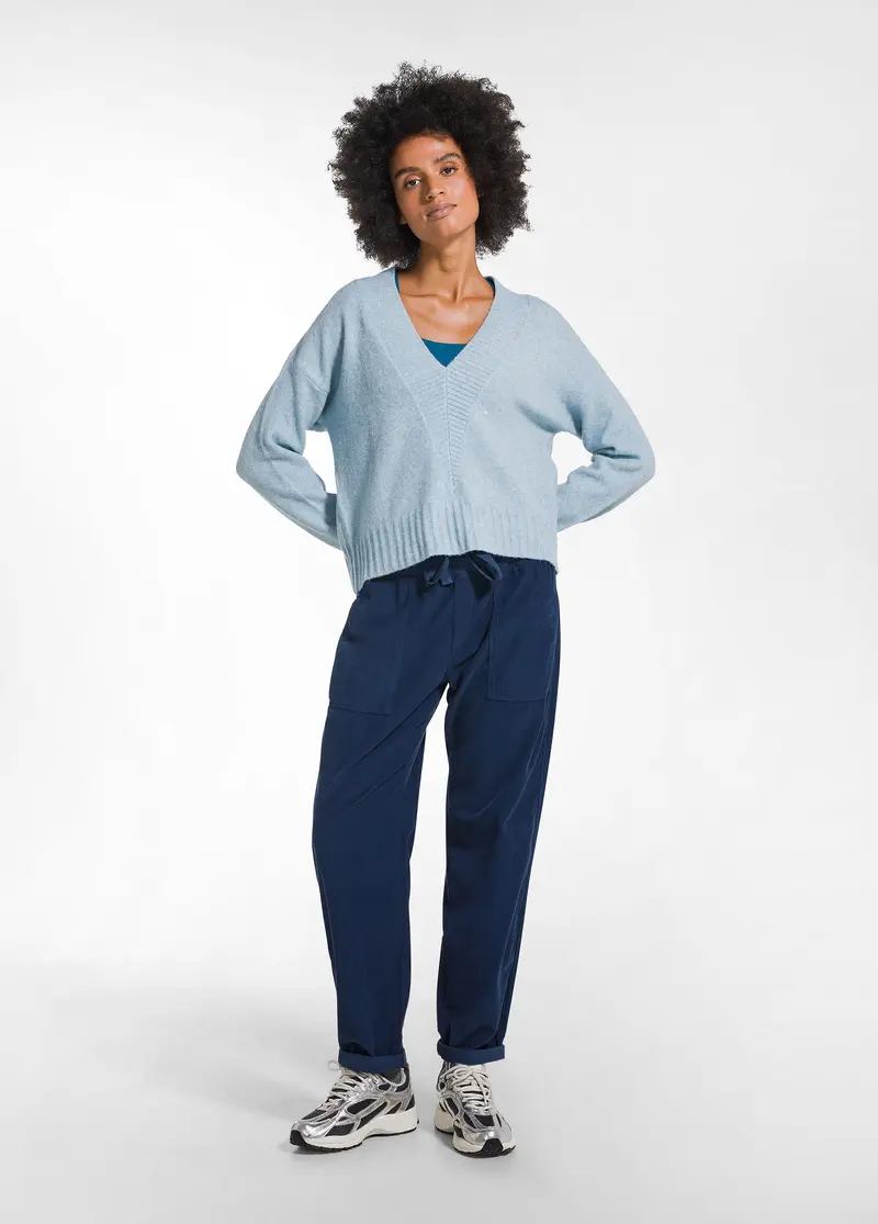 PANTALONI DRITTI IN VELLUTO 1000 RIGHE BLU