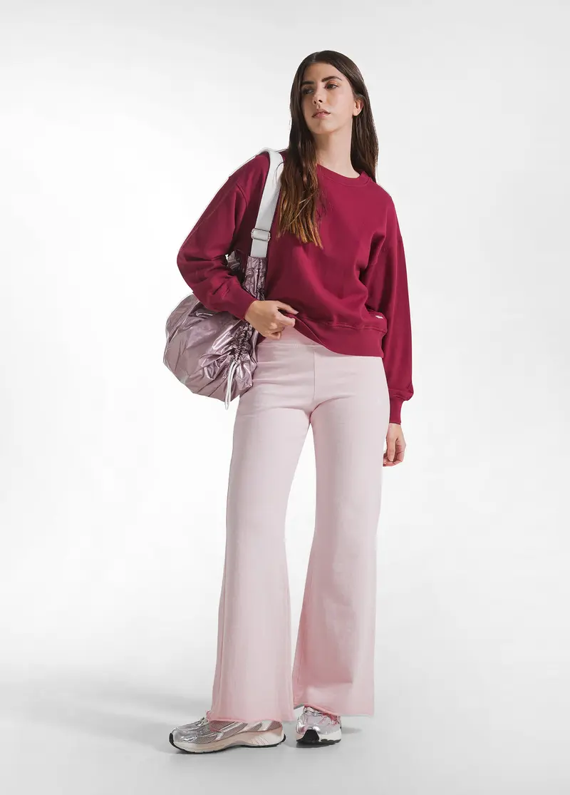 PANTALONI FLARE EFFETTO SFUMATO ROSA