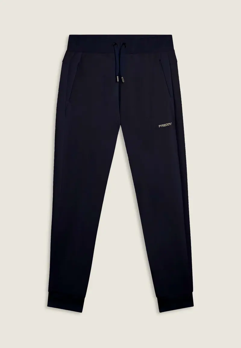 Pantaloni in felpa di cotone con fondo e vita in costina