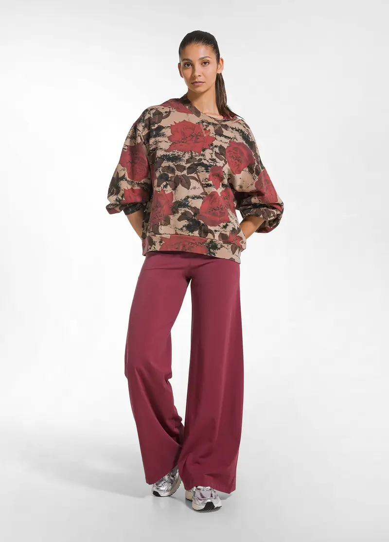PANTALONI IN JERSEY STRETCH CON FONDO ELASTICIZZATO ROSSO