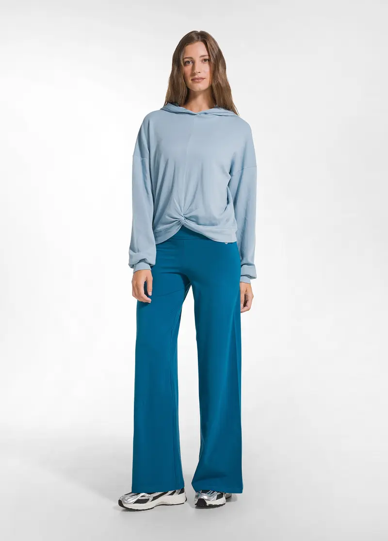 PANTALONI IN JERSEY STRETCH CON FONDO ELASTICIZZATO VERDE