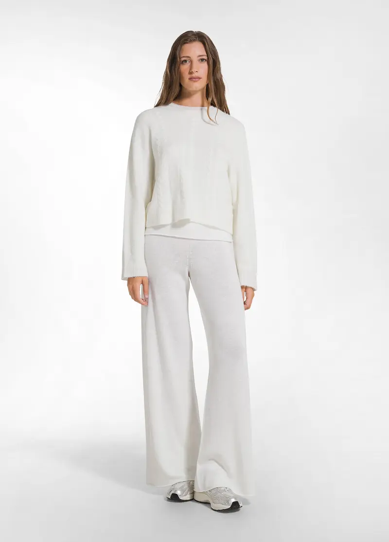 PANTALONI IN LANA LEGGERA BIANCO
