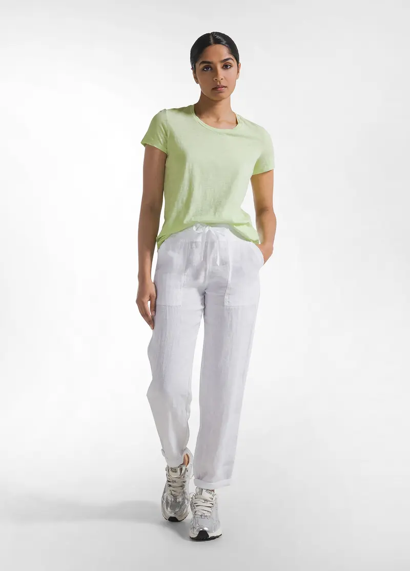 PANTALONI IN LINO BIANCO