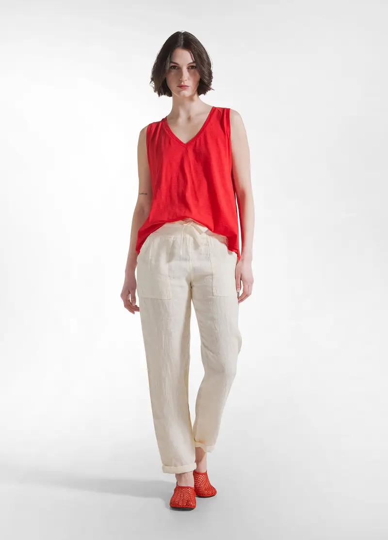 PANTALONI IN LINO BIANCO
