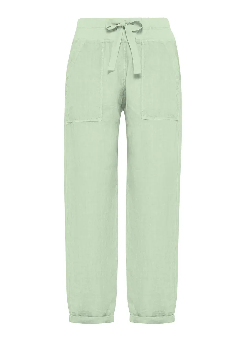 PANTALONI IN LINO VERDE