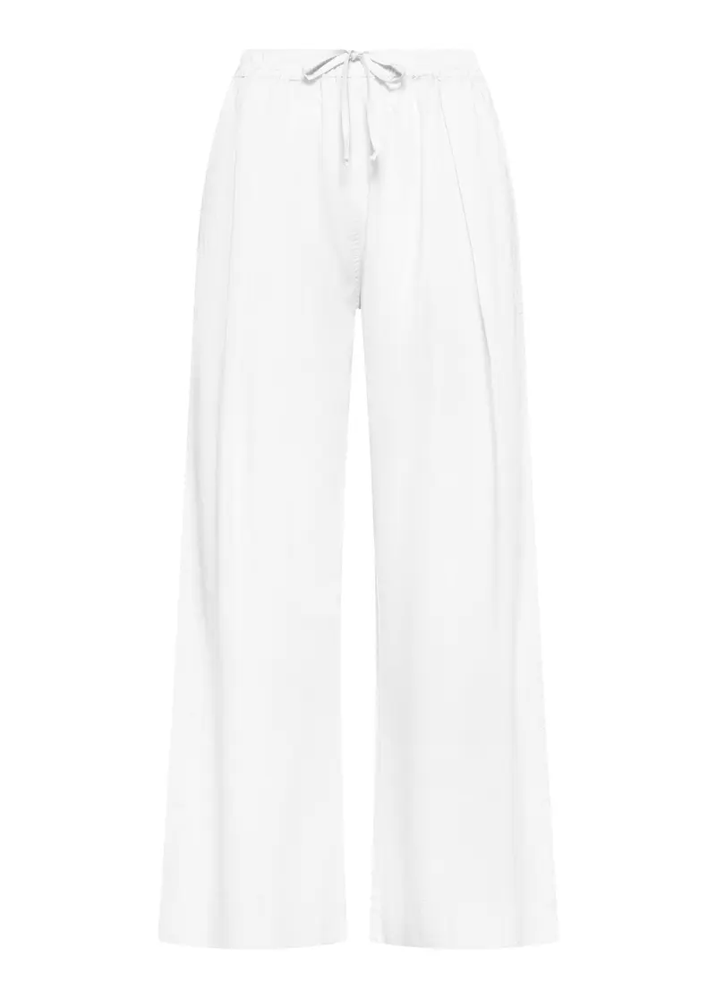 PANTALONI IN POPLINE ELASTICIZZATO BIANCO