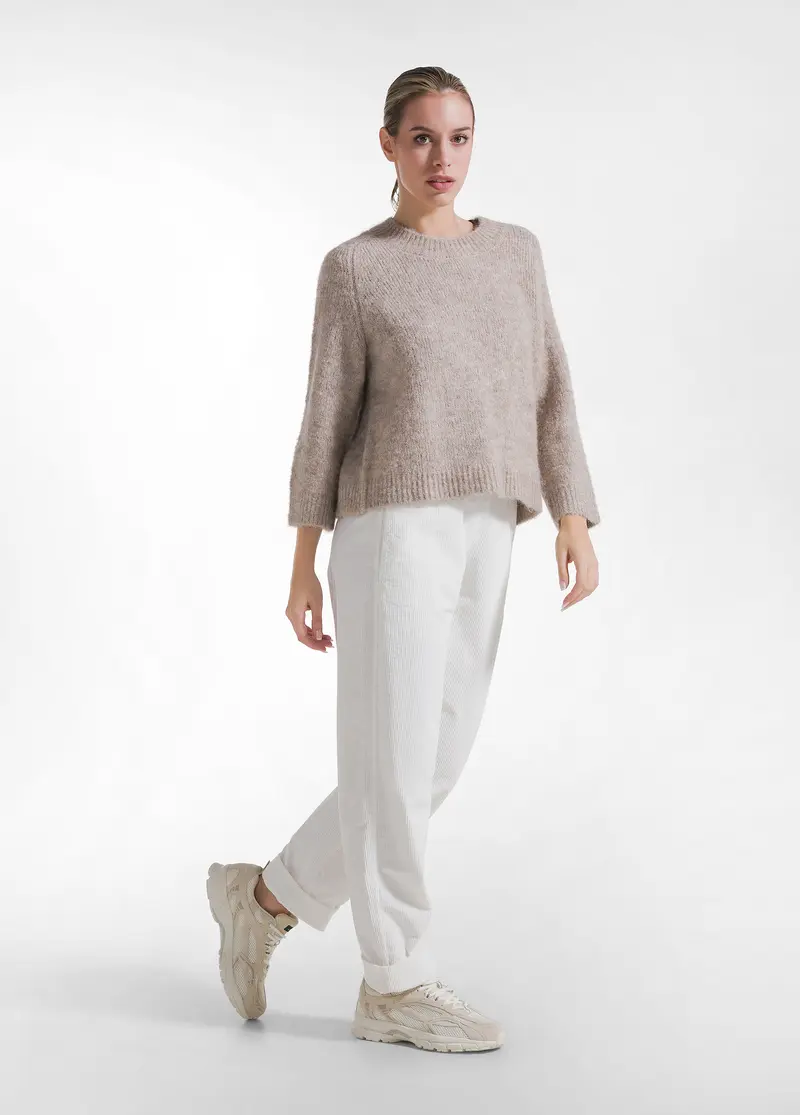 PANTALONI IN VELLUTO STRETCH BIANCO