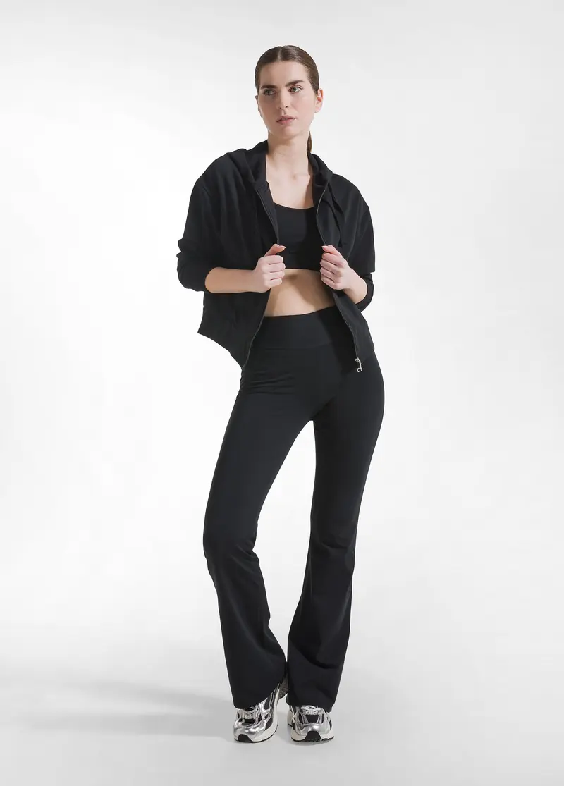 PANTALONI JAZZ IN JERSEY STRETCH TINTA UNITA NERO