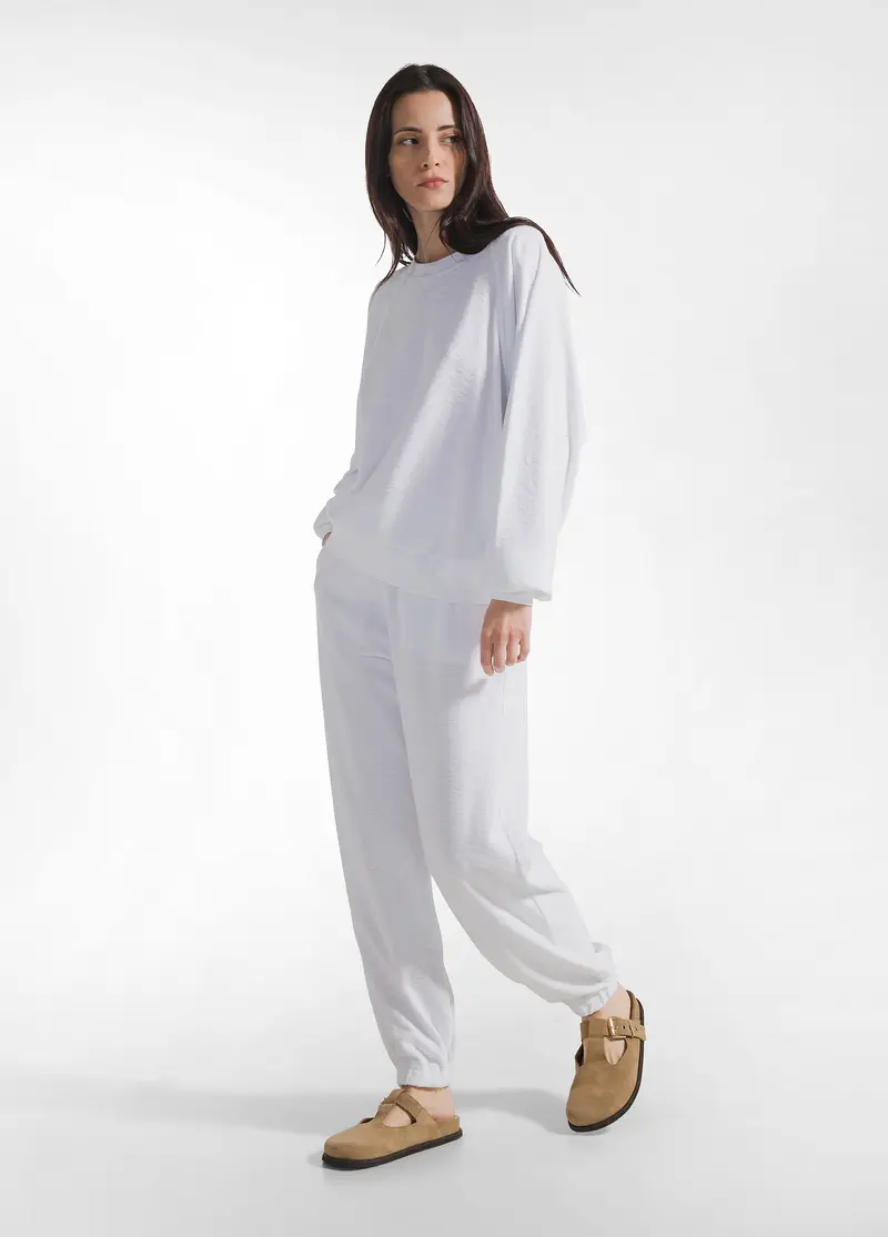 PANTALONI JOGGER IN SPUGNA BIANCO