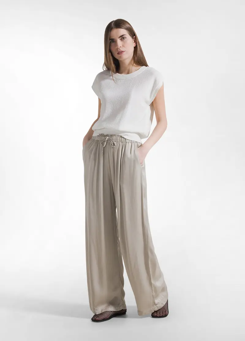 PANTALONI PALAZZO IN SATIN BEIGE
