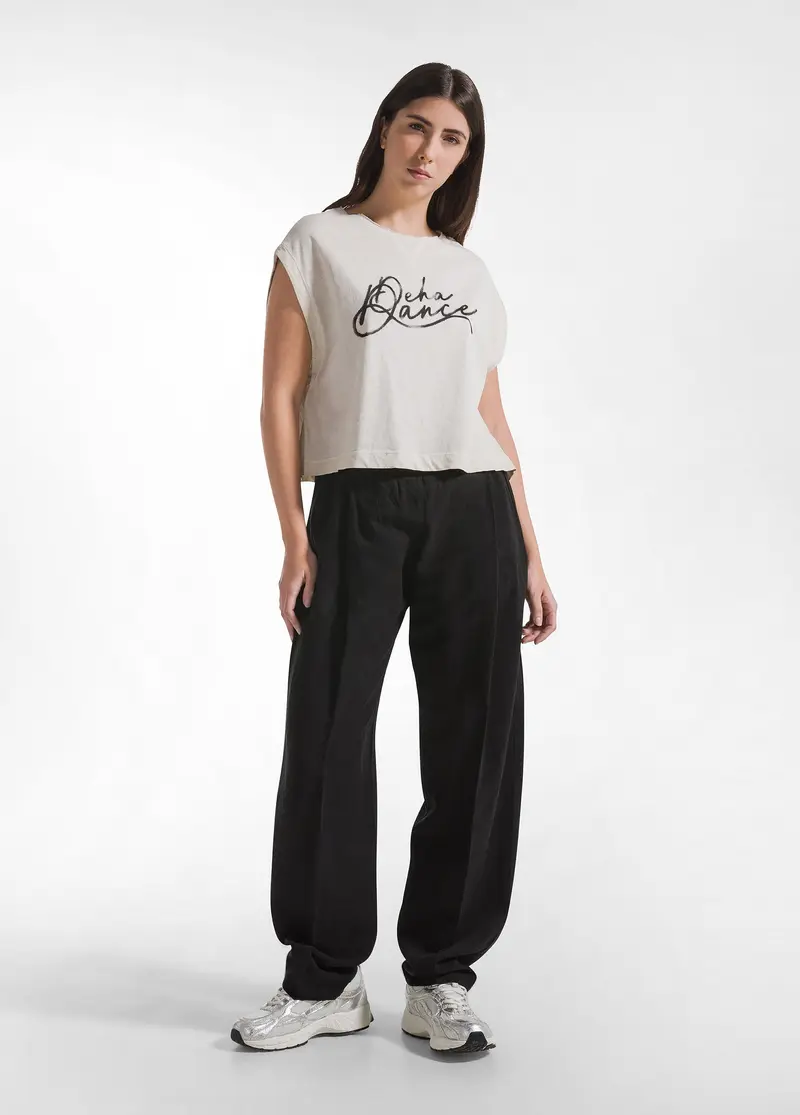 PANTALONI PLISSETTATI IN LINO FIAMMATO NERO