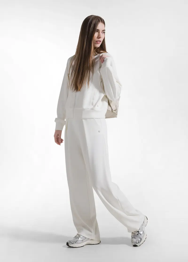 PANTALONI PLISSETTATI IN MODAL BIANCO