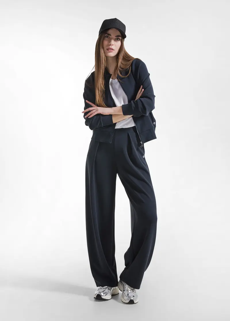 PANTALONI PLISSETTATI IN MODAL NERO