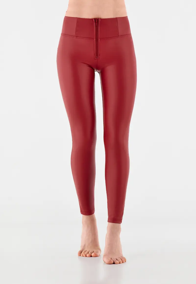 Pantaloni push up WR.UP® skinny vita alta con zip similpelle