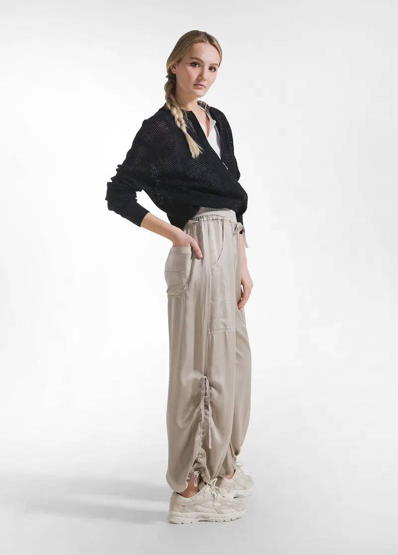 PANTALONI SATINATI MODELLO MAGNUM BEIGE