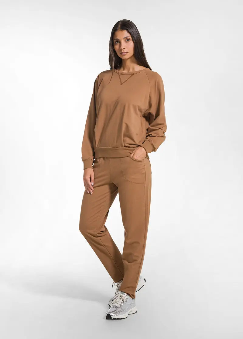 PANTALONI SLIM FIT IN COTONE STRETCH MARRONE