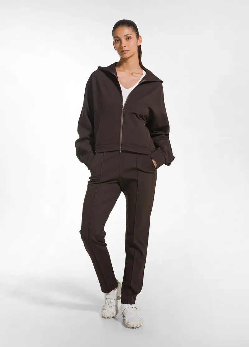 PANTALONI SLIM FIT IN PUNTO MILANO MARRONE