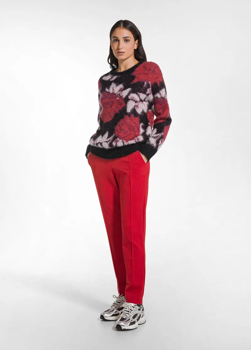 PANTALONI SLIM FIT IN PUNTO MILANO ROSSO