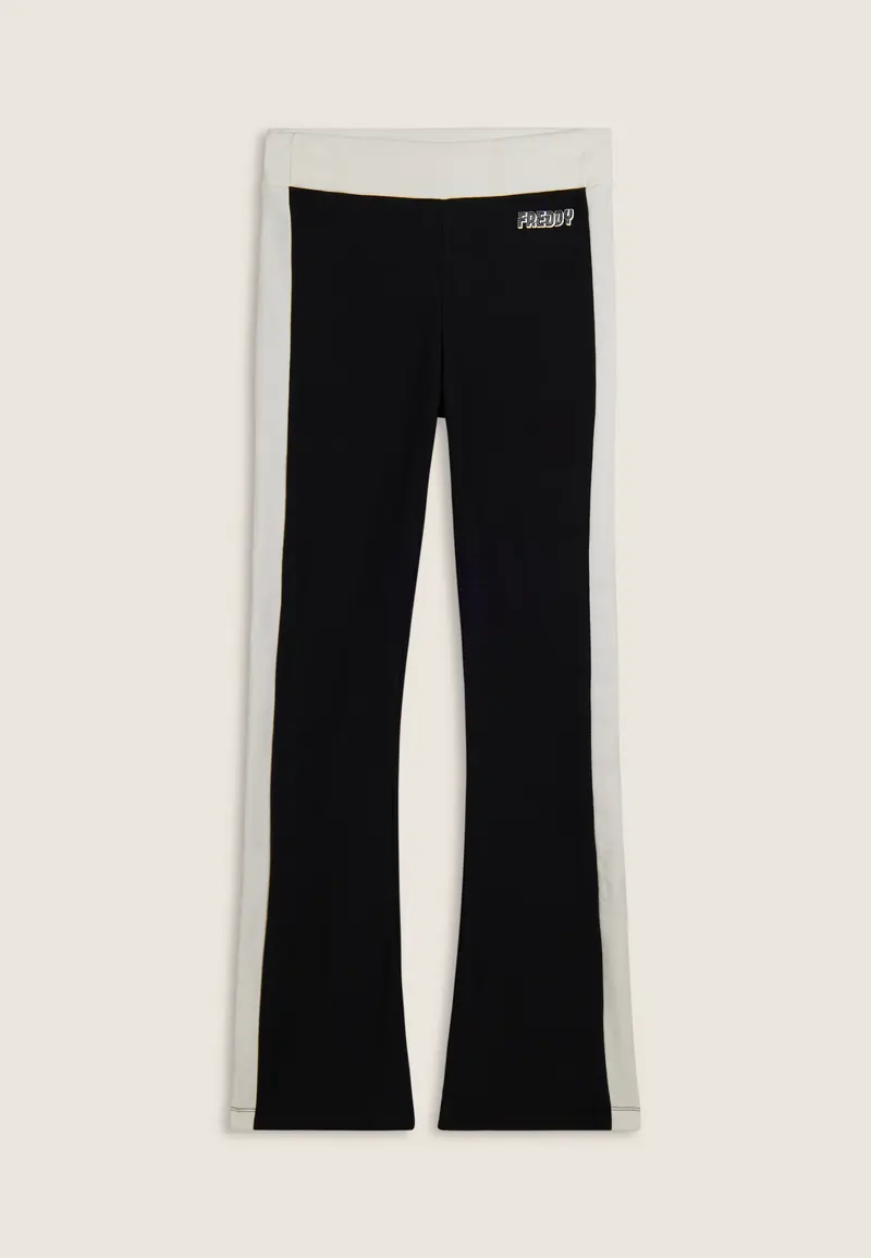 Pantaloni slim flare in felpa con bande laterali