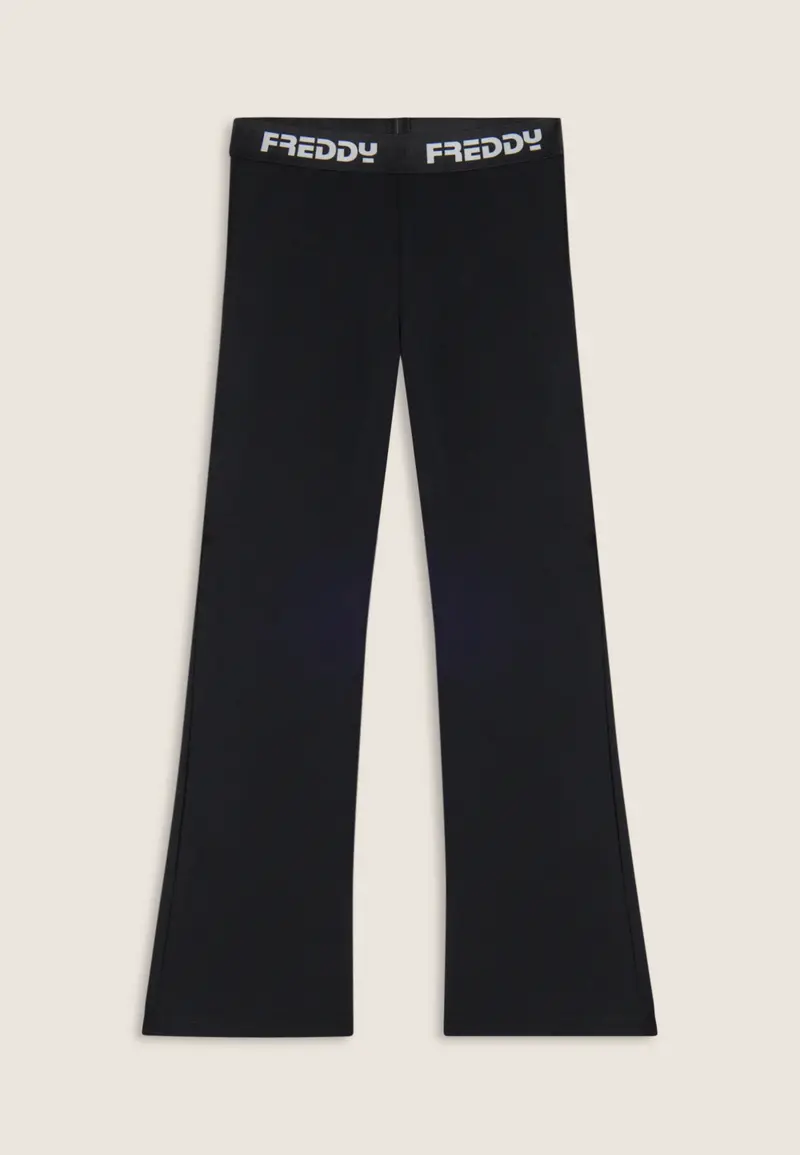 Pantaloni sportivi a zampa con elastico logato