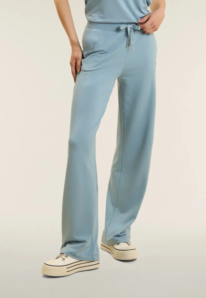 Pantaloni Sportivi con gamba Wide Leg e strass