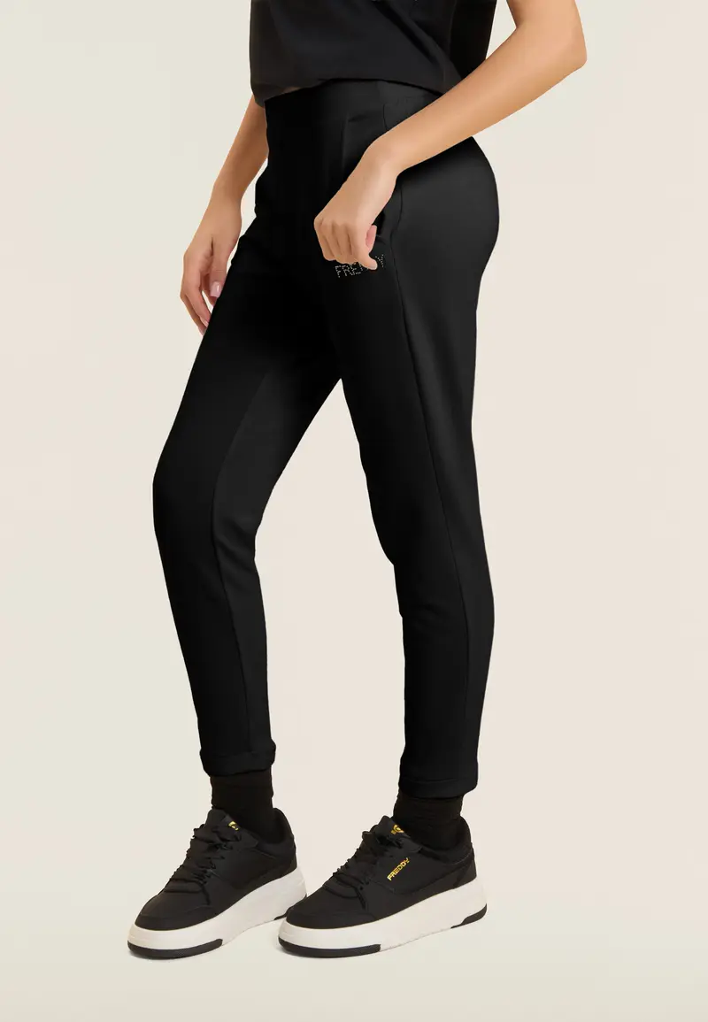 Pantaloni Sportivi Cropped con risvolto e strass FREDDY