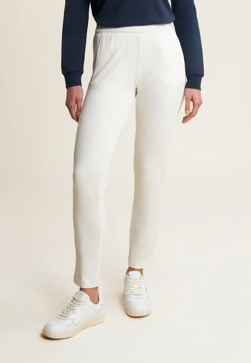 Pantaloni sportivi in viscosa con dettagli a costine