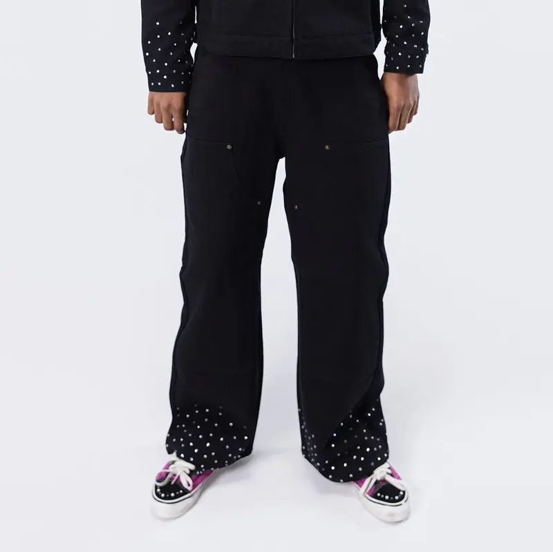 PANTALONI UOMO PAPER MONEY CON DETTAGLI STRASS SUL FONDO NERI