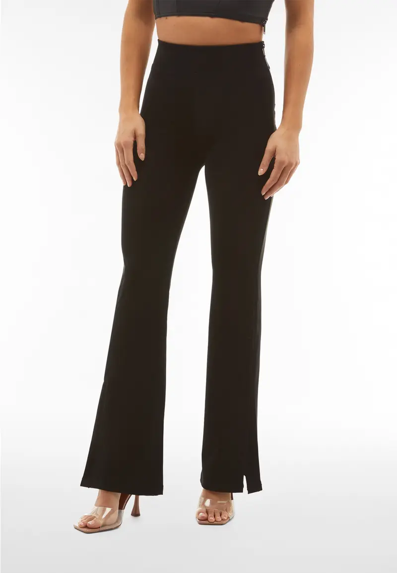 Pantaloni WR.UP® flare vita alta in similpelle wet effect