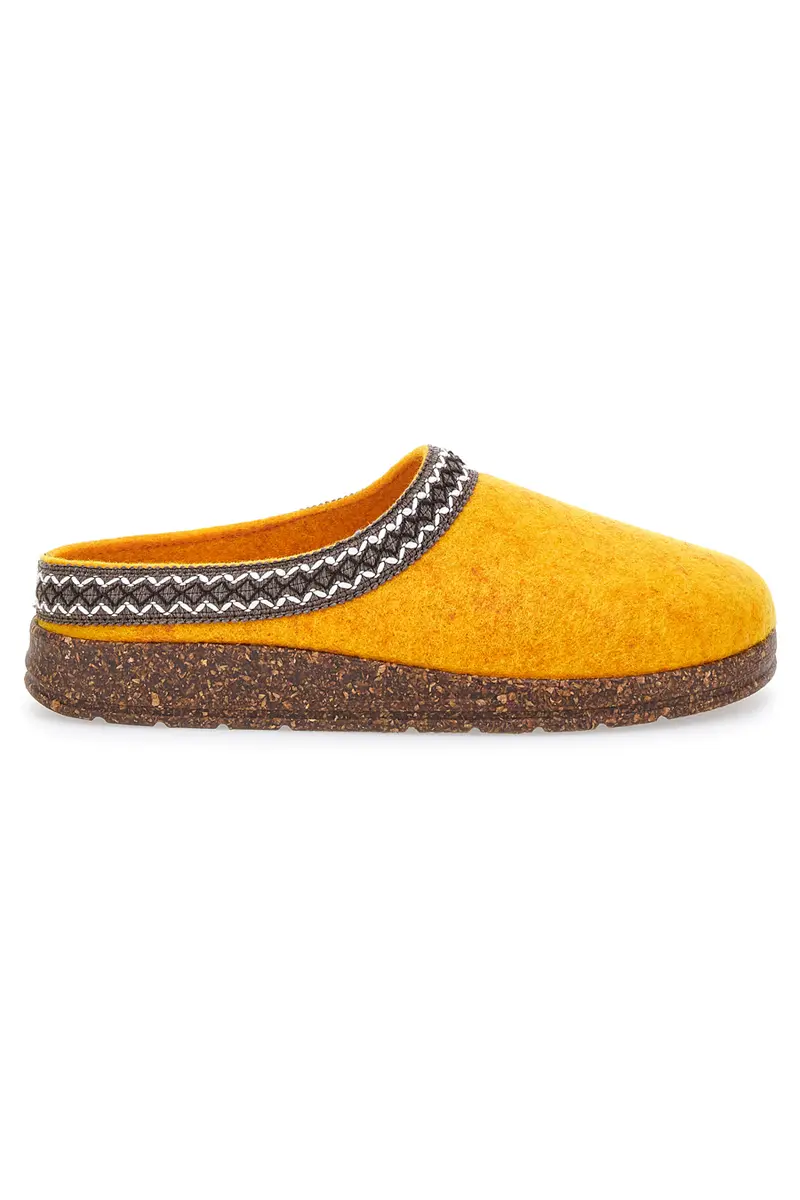 Pantofole Gialle in Feltro con Bordo Ricamato Pittarello Stella Del Nord Bio2