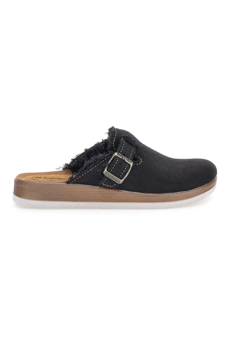 Pantofole nere con pelo interno e suola bianca INBLU 20 ct