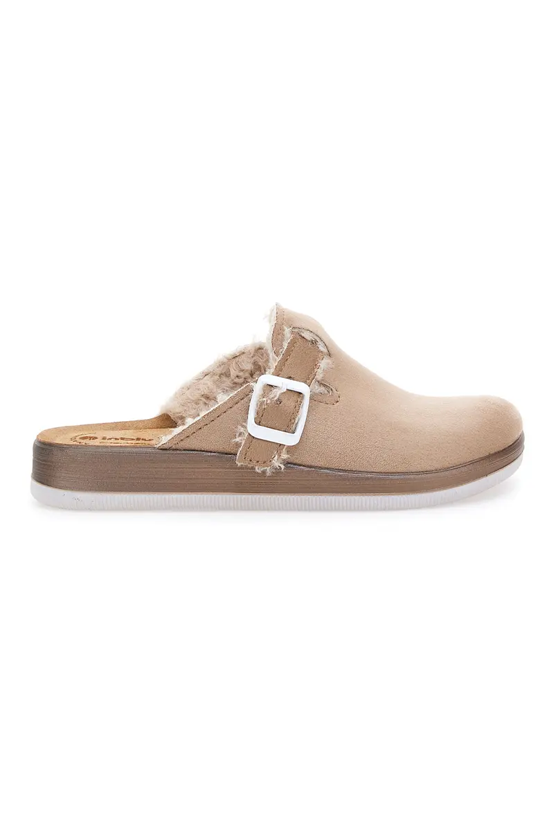 Pantofole nude con pelo interno e suola bianca INBLU 20 ct
