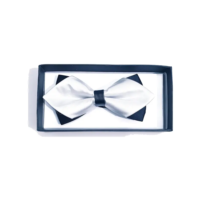 Papillon Doppio a Punta Fantasia Classic colore Argento sovrapposto a Base Nera