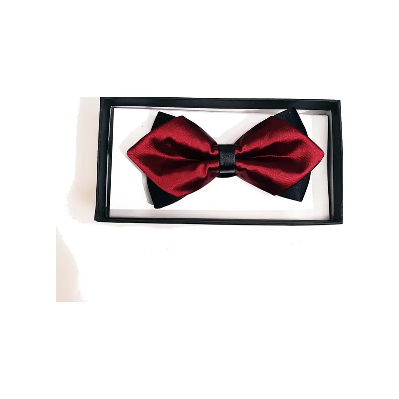 Papillon Doppio a Punta Fantasia Classic colore Bordeaux sovrapposto a Base Nera