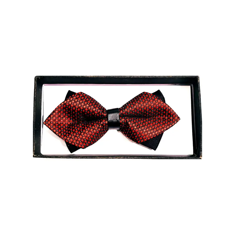 Papillon Doppio a Punta Fantasia Elegant colore Rosso sovrapposto a Base Nera