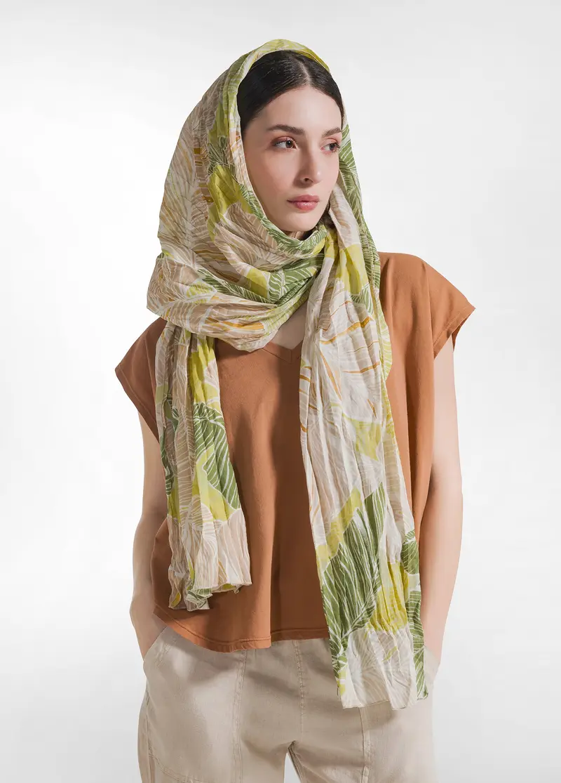PASHMINA IN MUSSOLA STAMPATA BEIGE