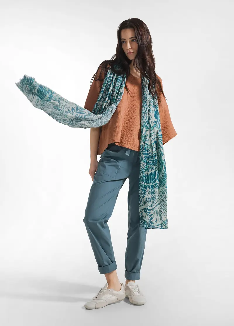 PASHMINA IN MUSSOLA STAMPATA BLU