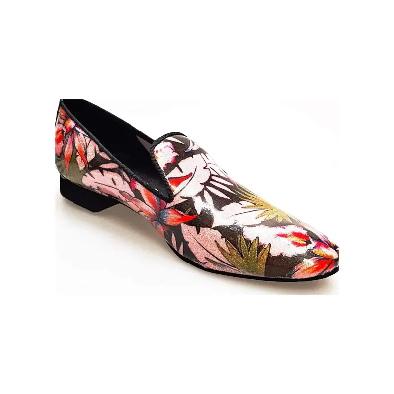 Pasiòn (MS20) - Mocassino in metalak Tridimensionale Fleur Fucsia Fuxia Gold profilo Nero Forma Lunga - Kizomba