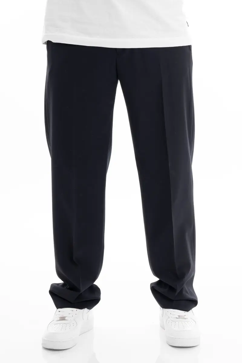 PATRICK&SON PANTALONE IN FRESCO LANA FONDO LARGO MARIOTTO BLU