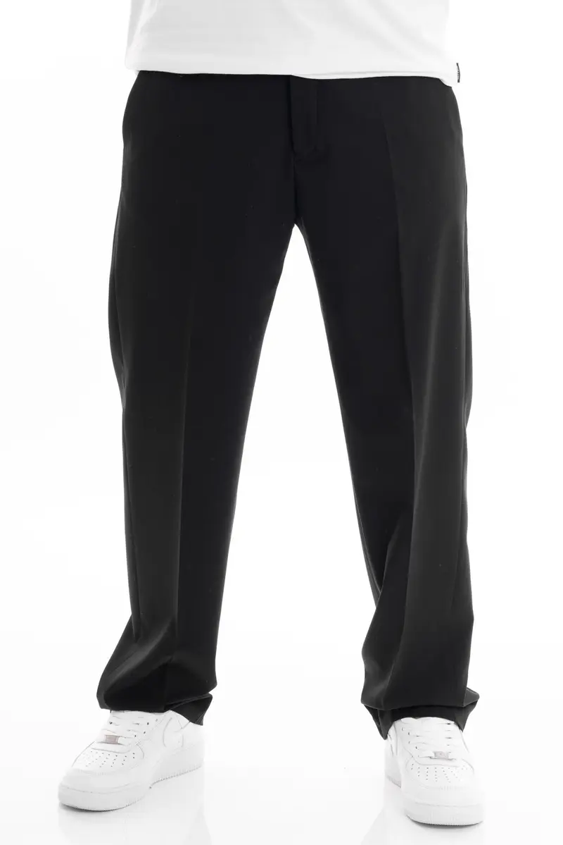 PATRICK&SON PANTALONE IN FRESCO LANA FONDO LARGO MARIOTTO NER