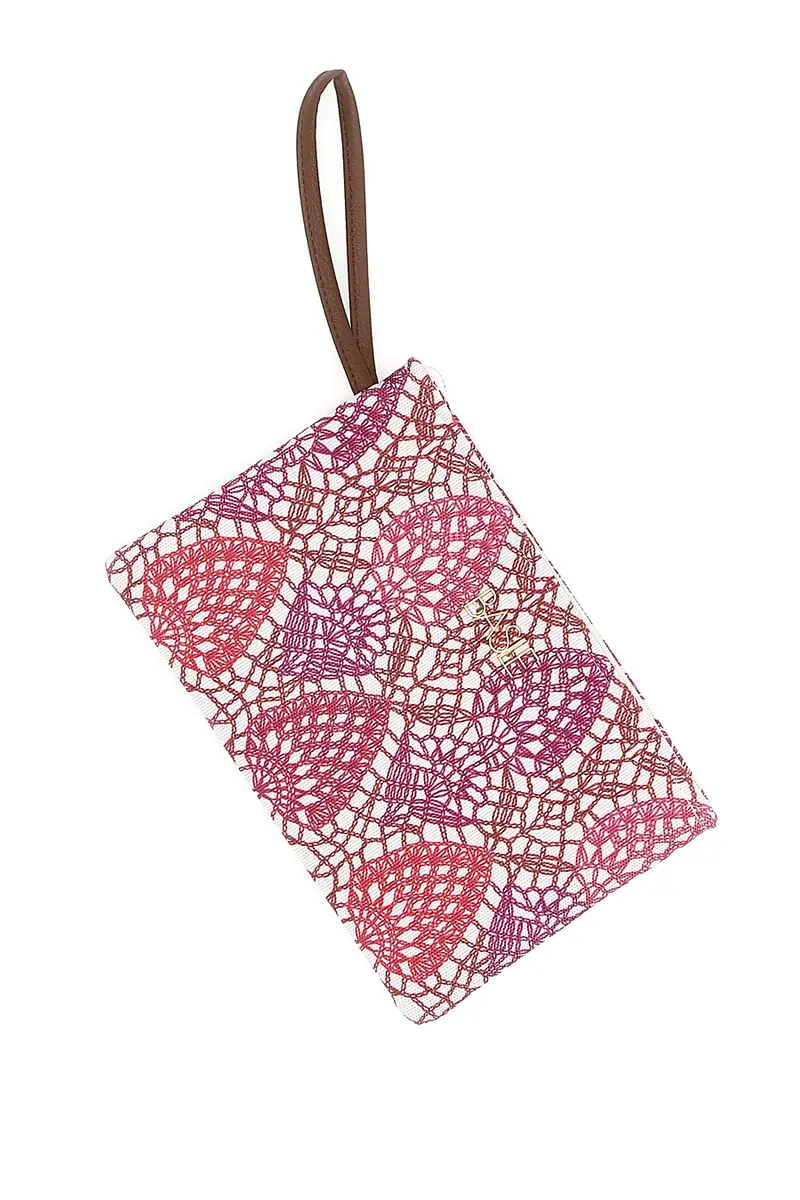 Pochette mare fantasia fuxia in tessuto ricamato Basile 22153