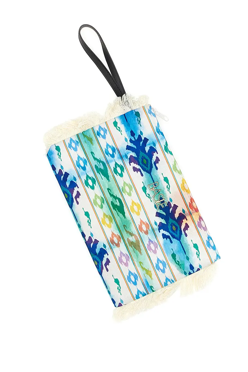 Pochette mare multicolor con frange in tessuto leggero Basile BA26433