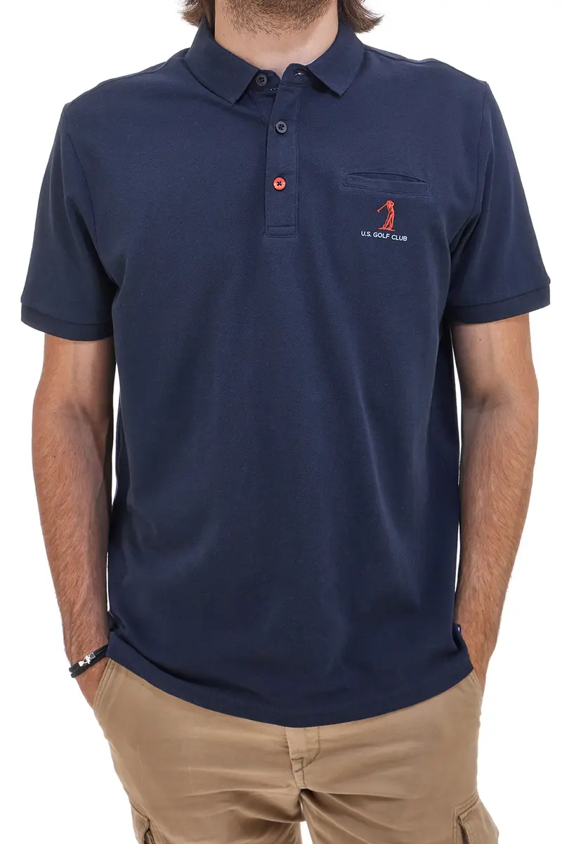 Polo Mezza Manica Blu 100% Cotone U.S. GOLF CLUB PO2051