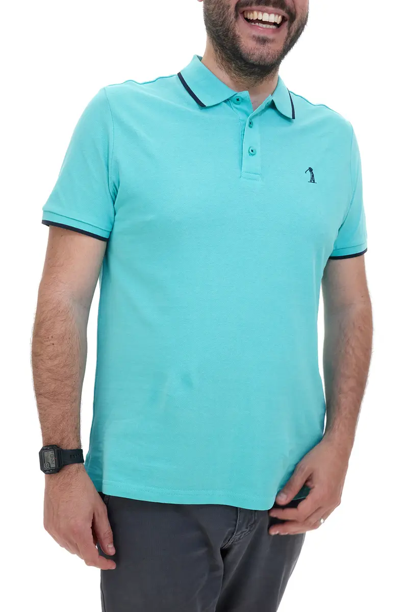 Polo Mezza Manica Turchese 100% Cotone U.S. GOLF CLUB PO2002