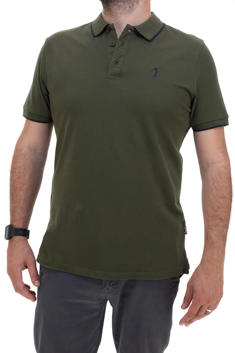 Polo Mezza Manica Verde Militare 100% Cotone U.S. GOLF CLUB PO2001