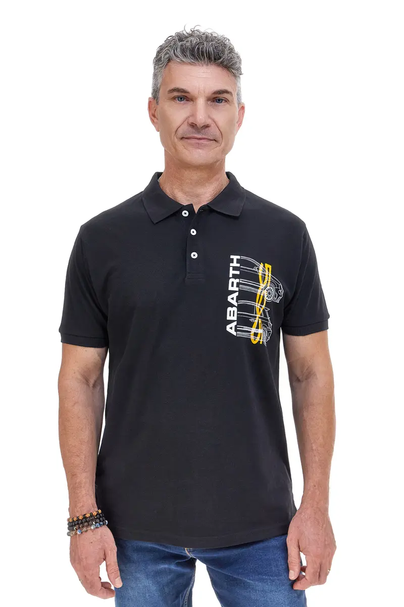 Polo nera con stampa grafica Abarth AH24SS153