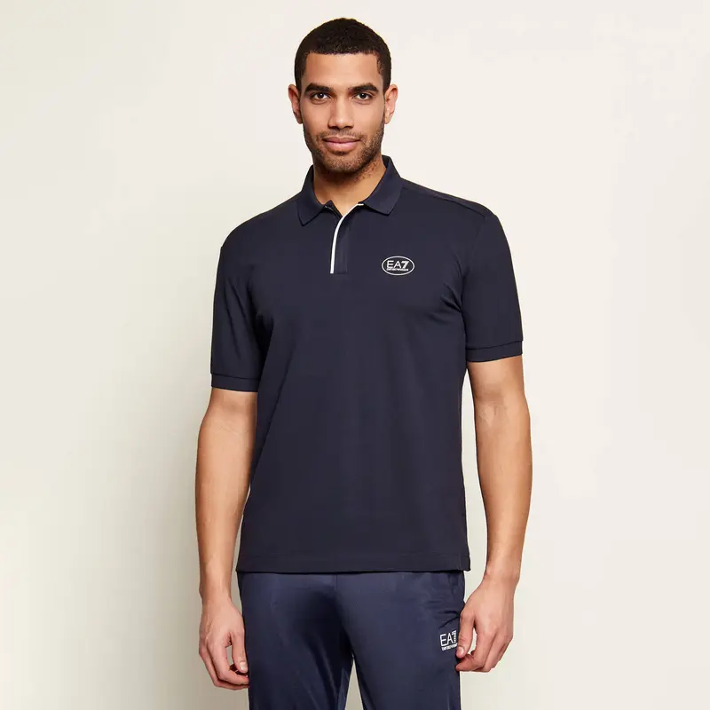 POLO TECNICA UOMO EA7 EMPORIO ARMANI CON ZIP E LOGO OVALE